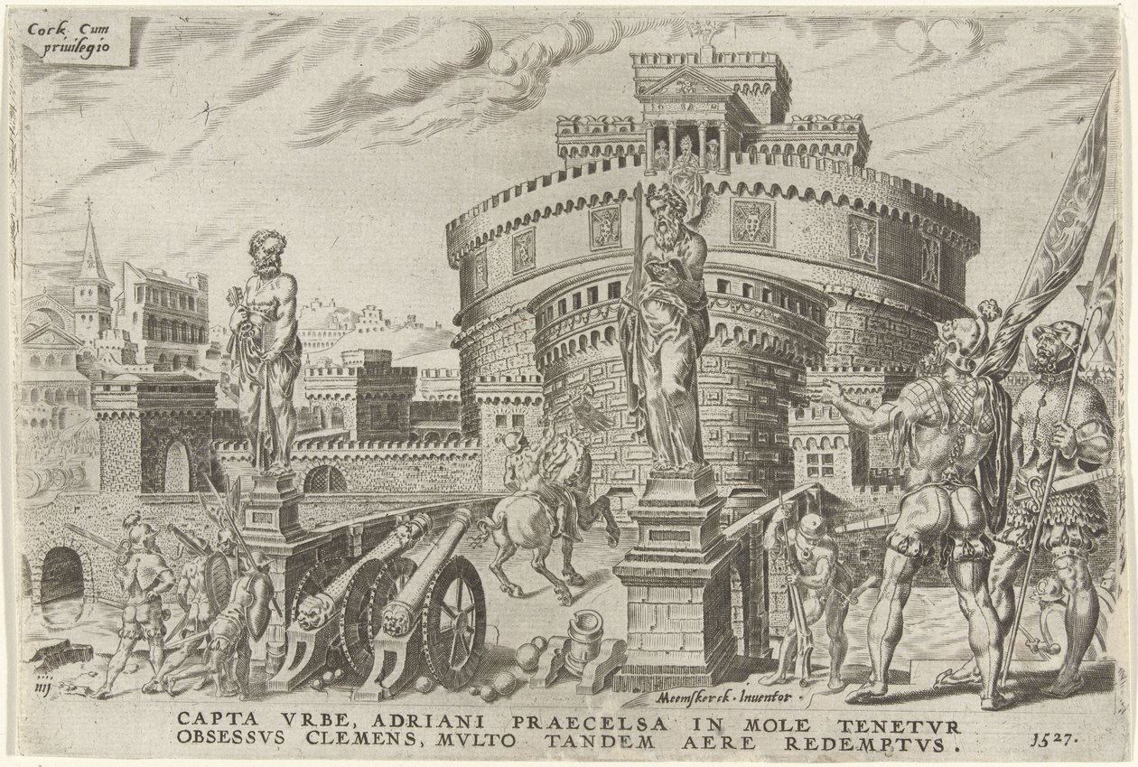 Cerco do Castelo do Anjo, 1527
Vitórias de Carlos V (título da série)
Divi Caroli. V. imp. opt. max. victoriae, ex multis praecipuae (título da série) de Dirck Volckertsz. Coornhert