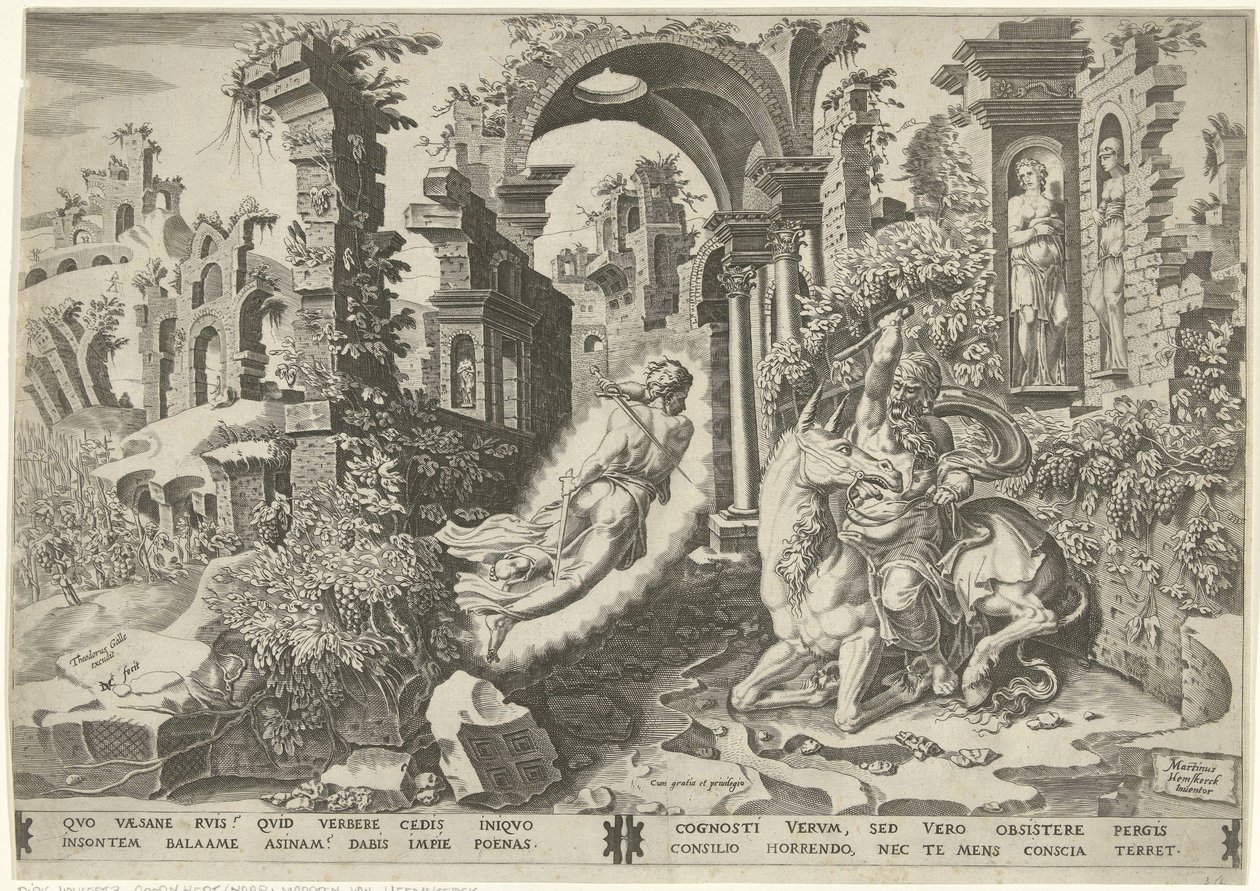 Bileam (Balaam) e o anjo de Dirck Volckertsz. Coornhert