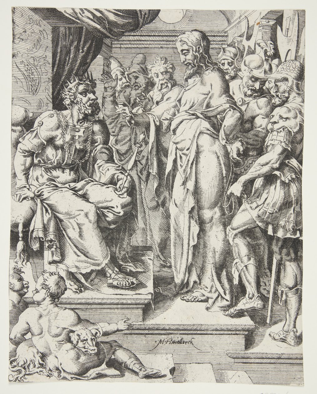 Cristo antes de Herodes de Dirck Volckertsz. Coornhert
