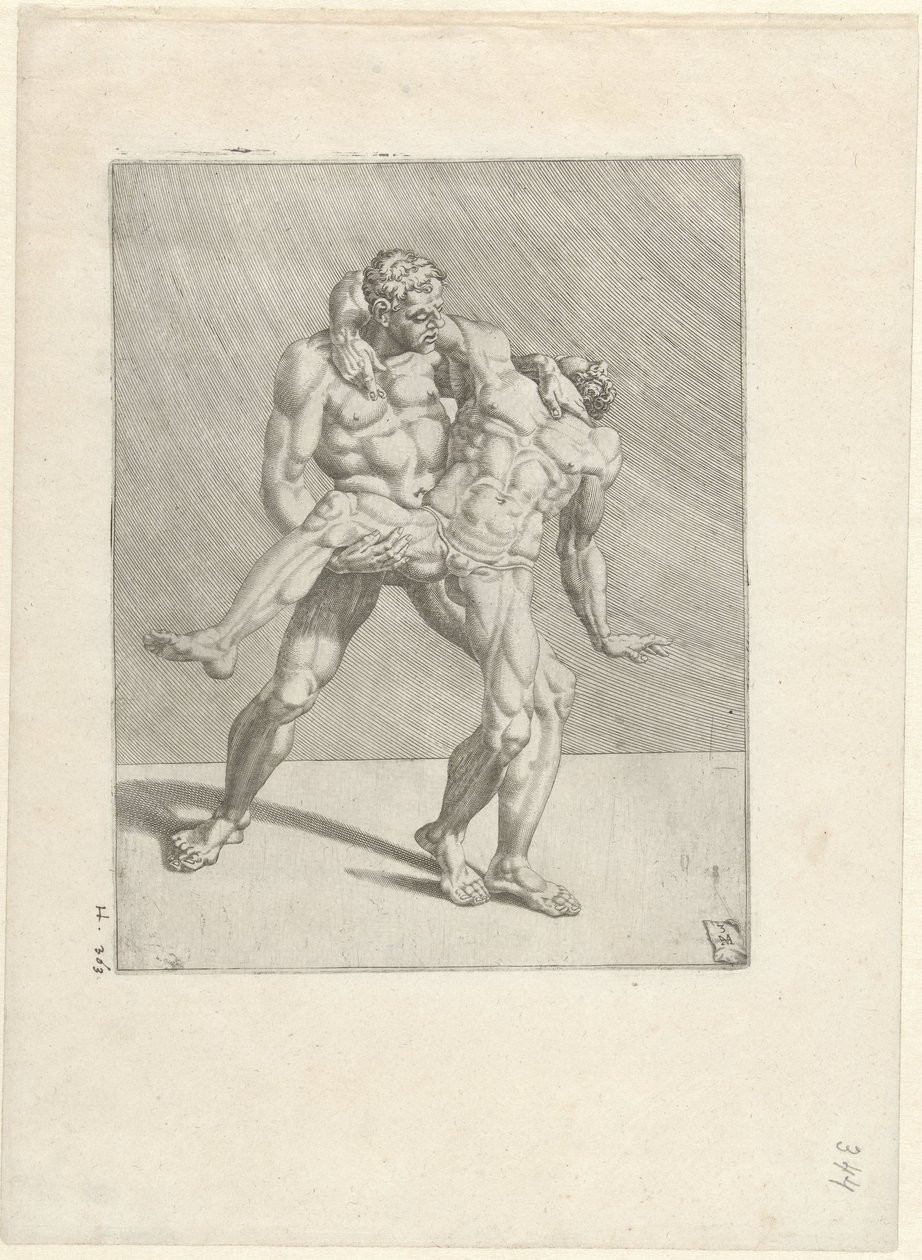 Dois lutadores Lutadores (título da série) de Dirck Volckertsz. Coornhert
