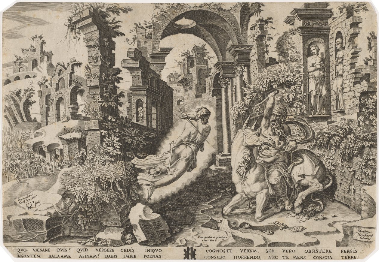 Balaão e o Anjo de Dirck Volckertz Coornhert, after Maerten van Heemskerck