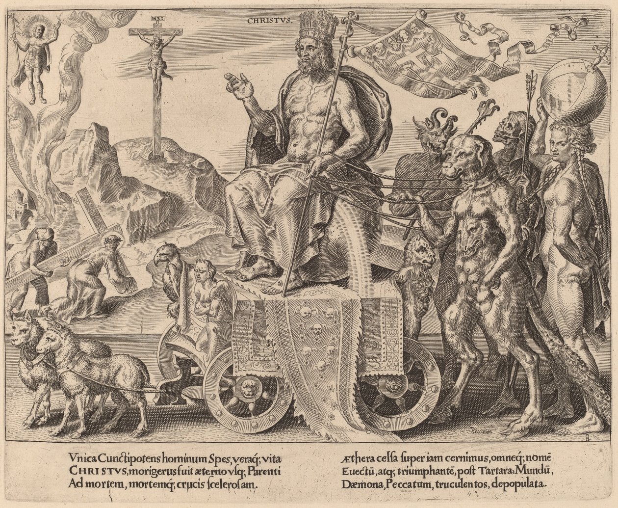 O triunfo de Cristo de Dirck Volckertz Coornhert after Maerten van Heemskerck