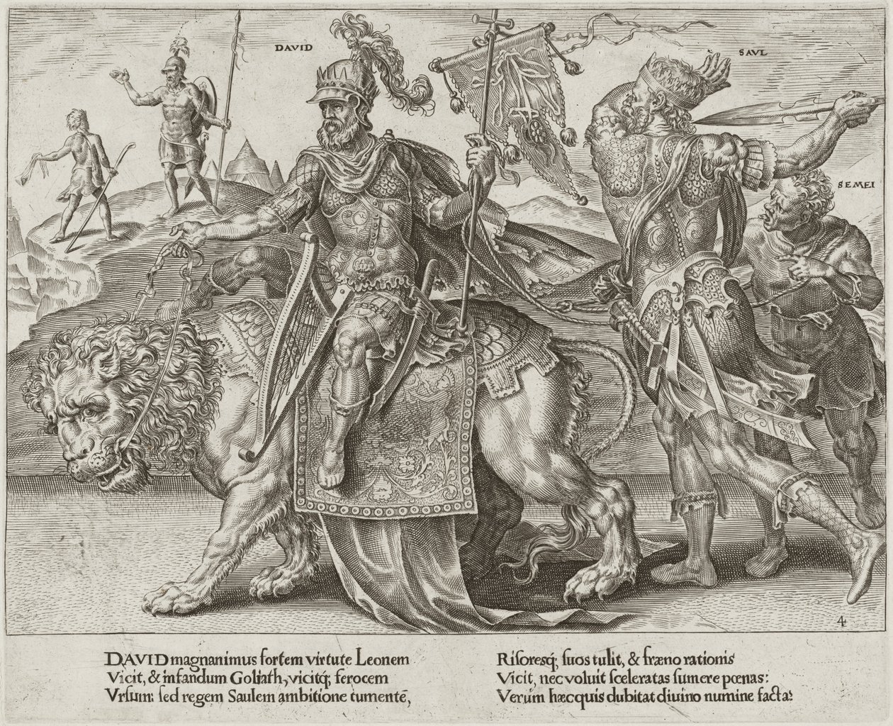 O triunfo de Davi de Dirck Volckertz Coornhert after Maerten van Heemskerck