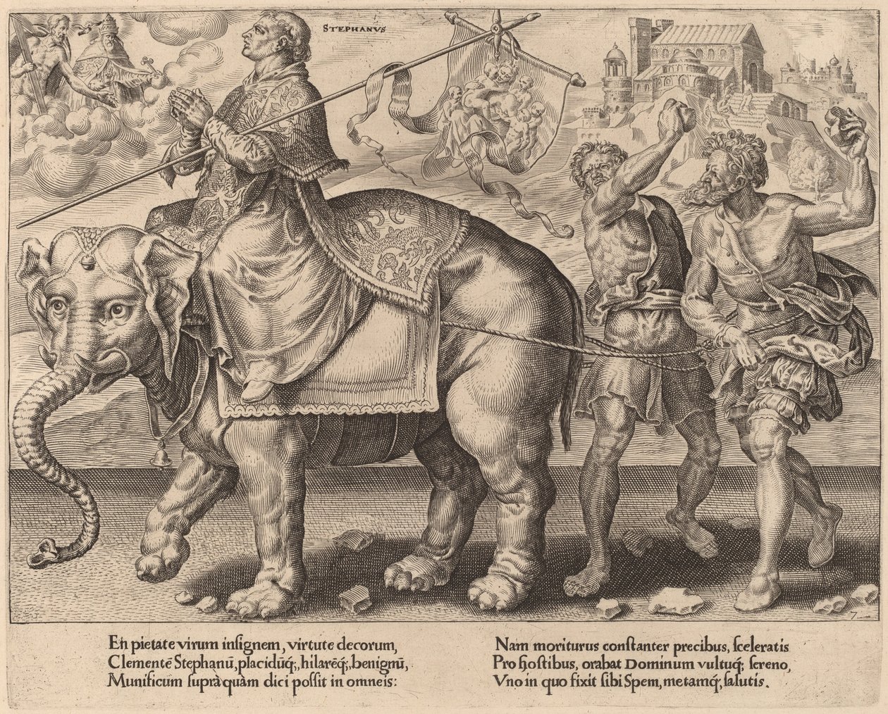 O triunfo de Santo Estêvão de Dirck Volckertz Coornhert after Maerten van Heemskerck