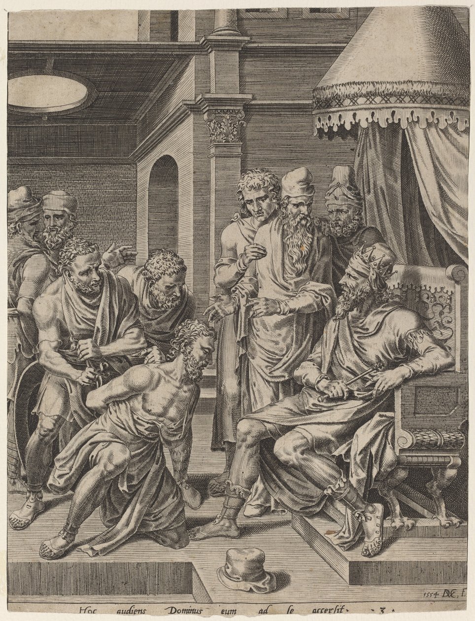 O servo impiedoso trazido perante o rei de Dirck Volckertz Coornhert, after Maerten van Heemskerck