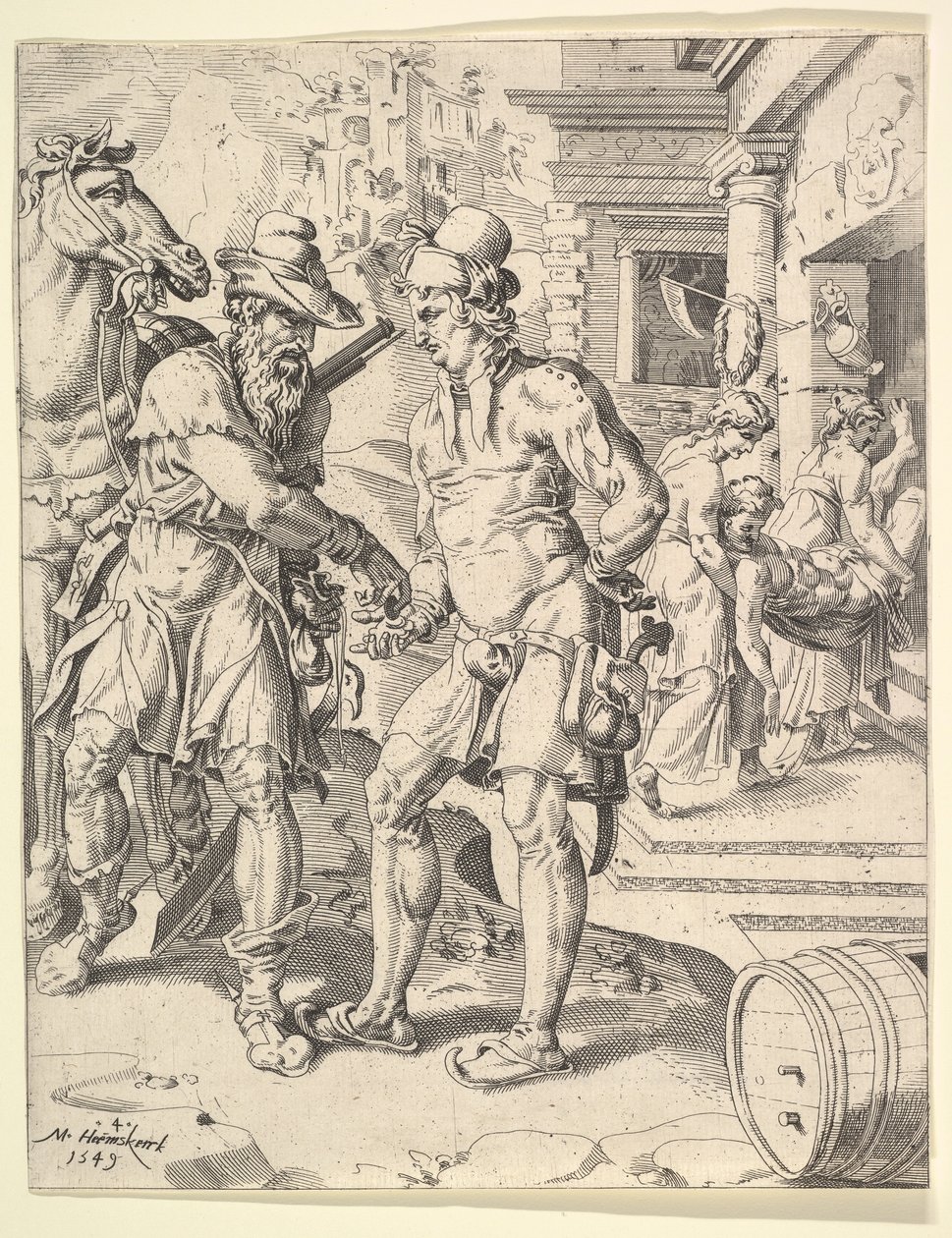 A Parábola do Bom Samaritano, 1549. de Dirck Volkertsen Coornhert