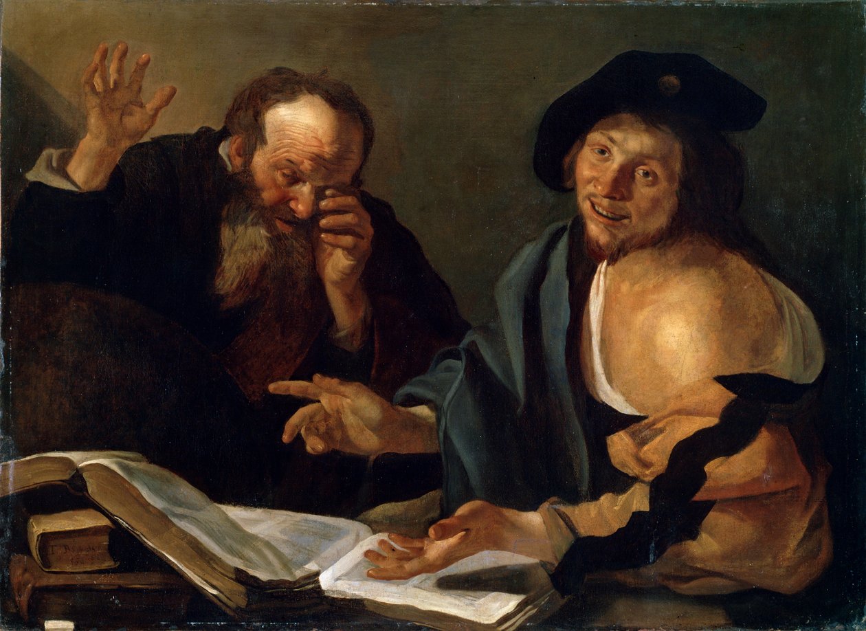 Heráclito e Demócrito, início do século XVII de Dirck van Baburen