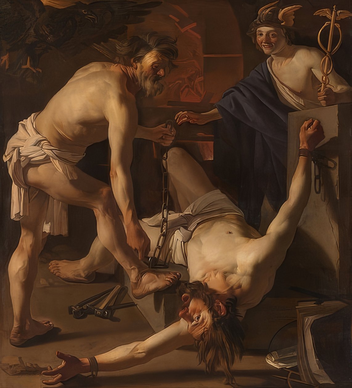 Prometeu acorrentado pelo vulcão. 1623 de Dirck van Baburen