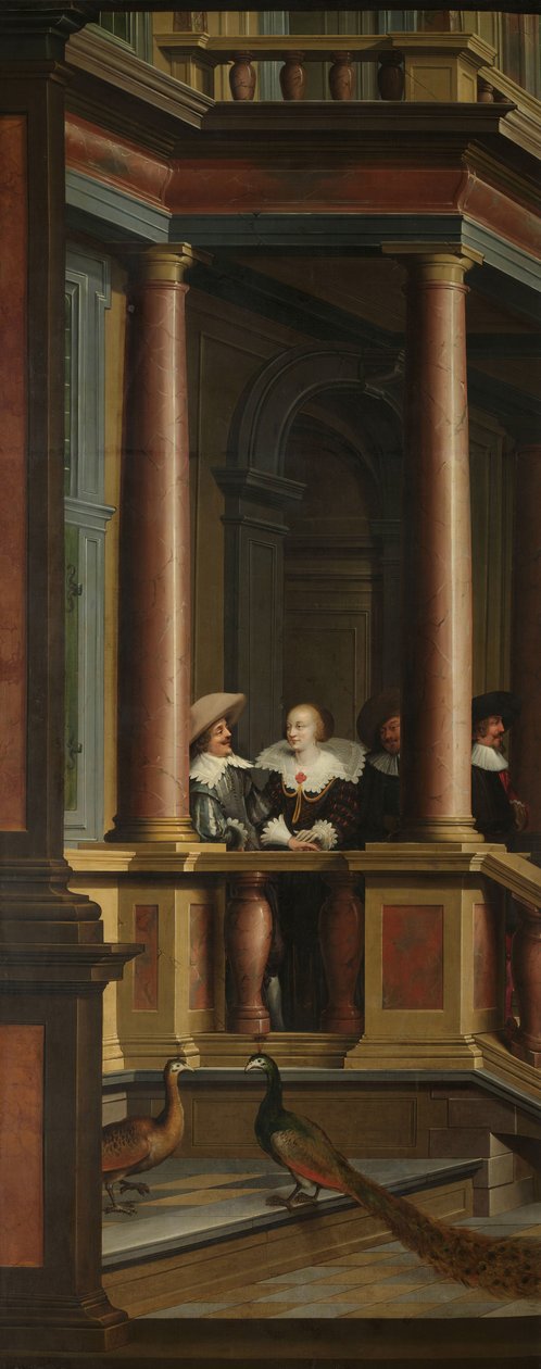 Uma Sequência Decorativa de Sete Partes: Uma escada ao ar livre de Dirck van Delen
