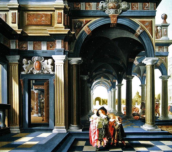 Figuras elegantes em uma loggia, 1635 de Dirck van Delen