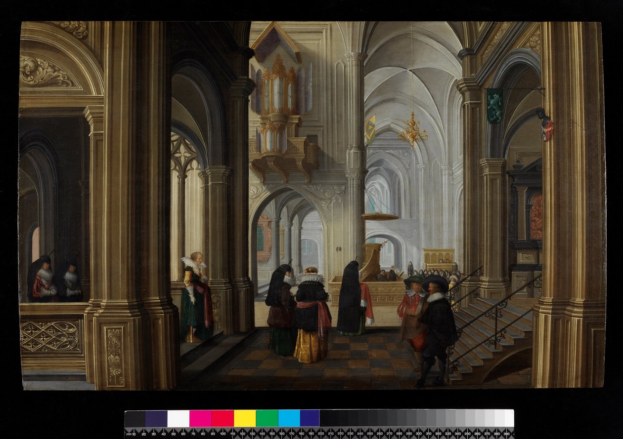 Interior de uma igreja, 1628 de Dirck van Delen
