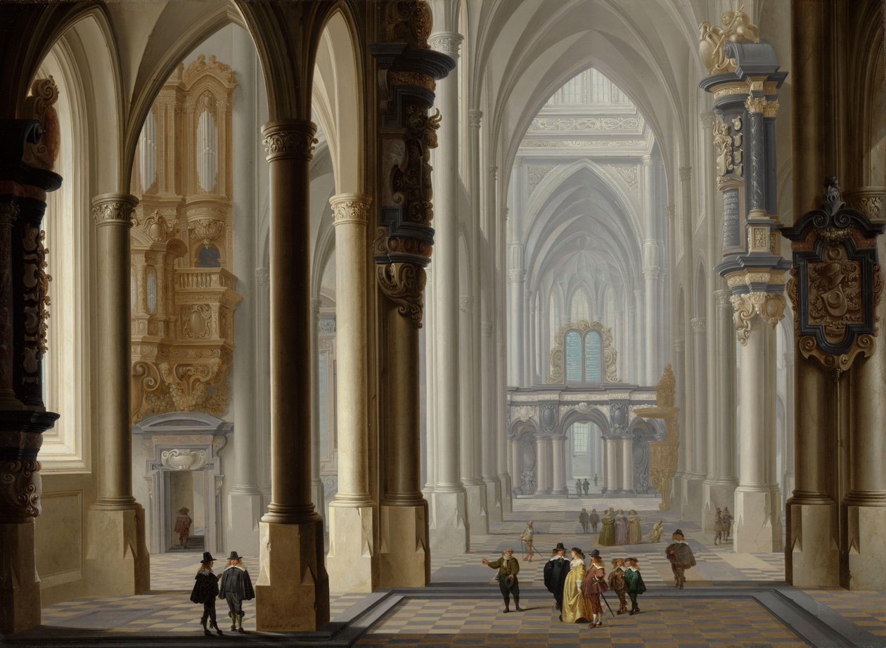 Interior de uma Igreja Gótica de Dirck van Delen
