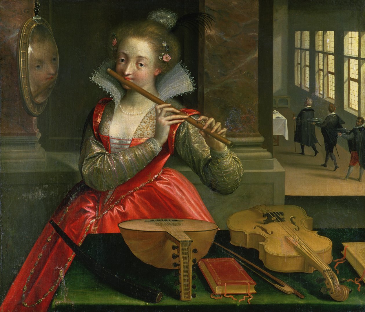 Alegoria da Música (o Fluteplayer), c.1600 de Dirk de Quade van Ravesteyn