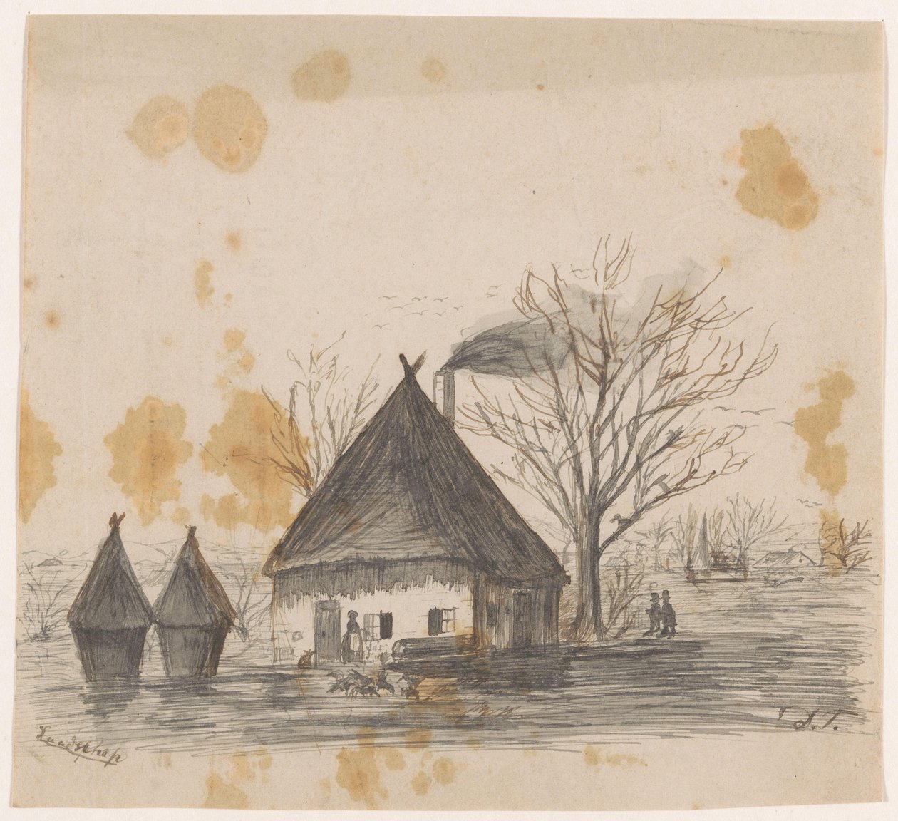 Paisagem (título no objeto) de Dirk Arnoldus Tavenraat (signed by artist)