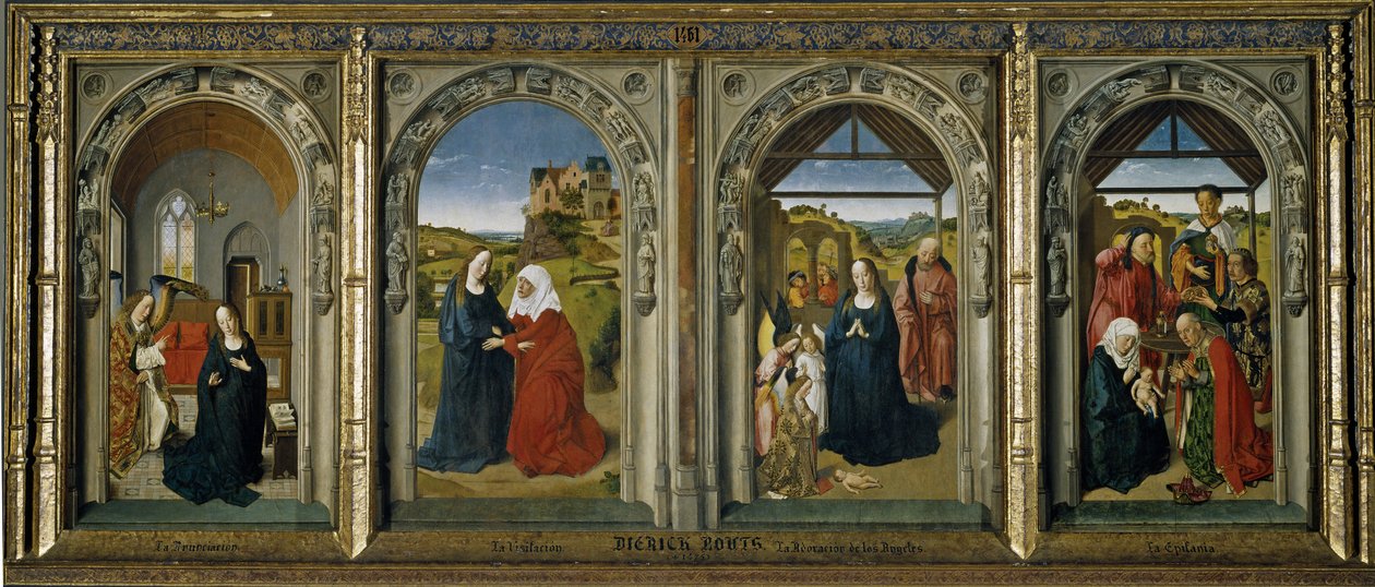 Quatro cenas da vida da Virgem, ca 1442-1445 de Dirk Bouts