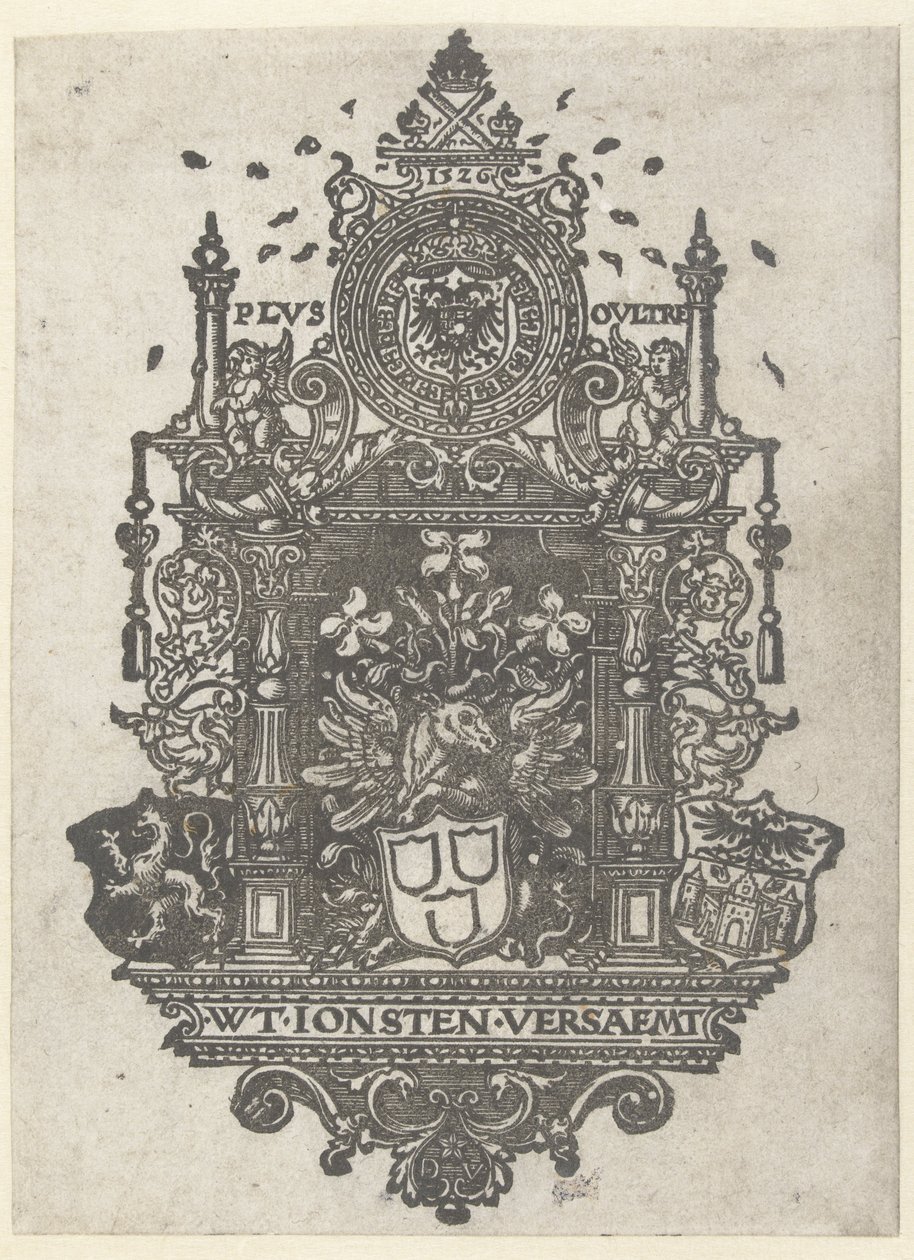 Brasão de armas da Guilda de Antuérpia de São Lucas, 1526 de Dirk Jacobsz Vellert