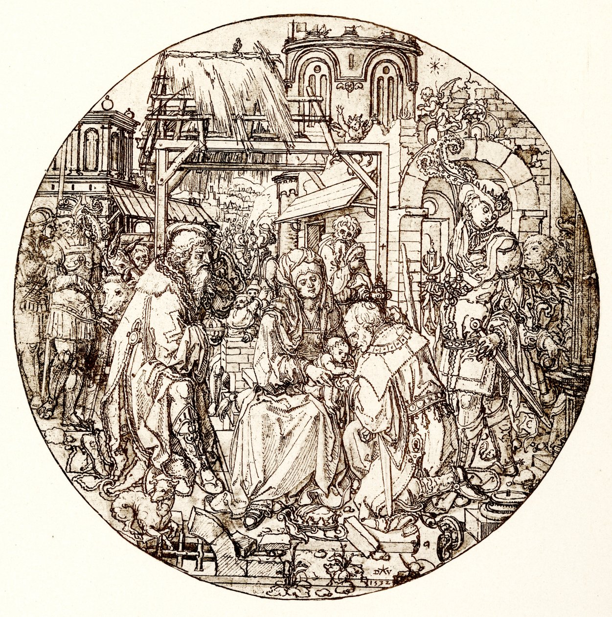 Os magos adoram o menino Jesus de Dirk Jacobsz Vellert