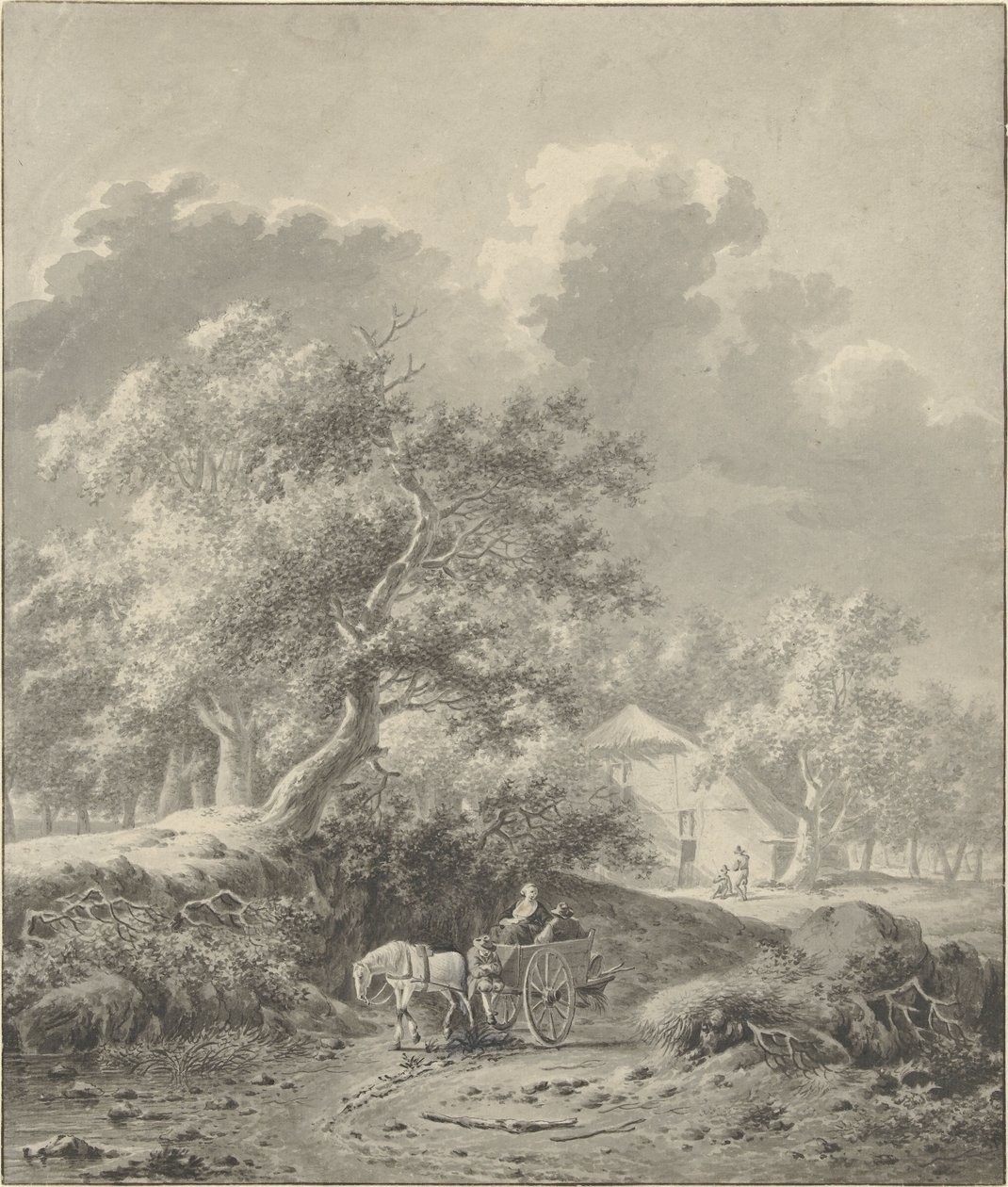 Paisagem com cavalo e carruagem de Dirk Jan van der Laan