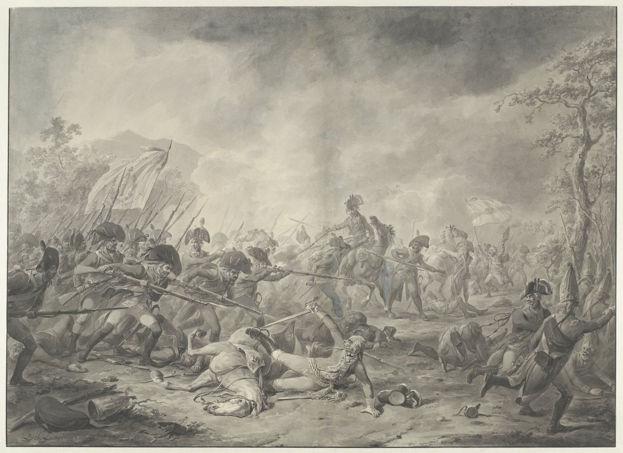 Captura do general russo Hermann durante a batalha de Bergen, 1799 de Dirk Langendijk (signed by artist)