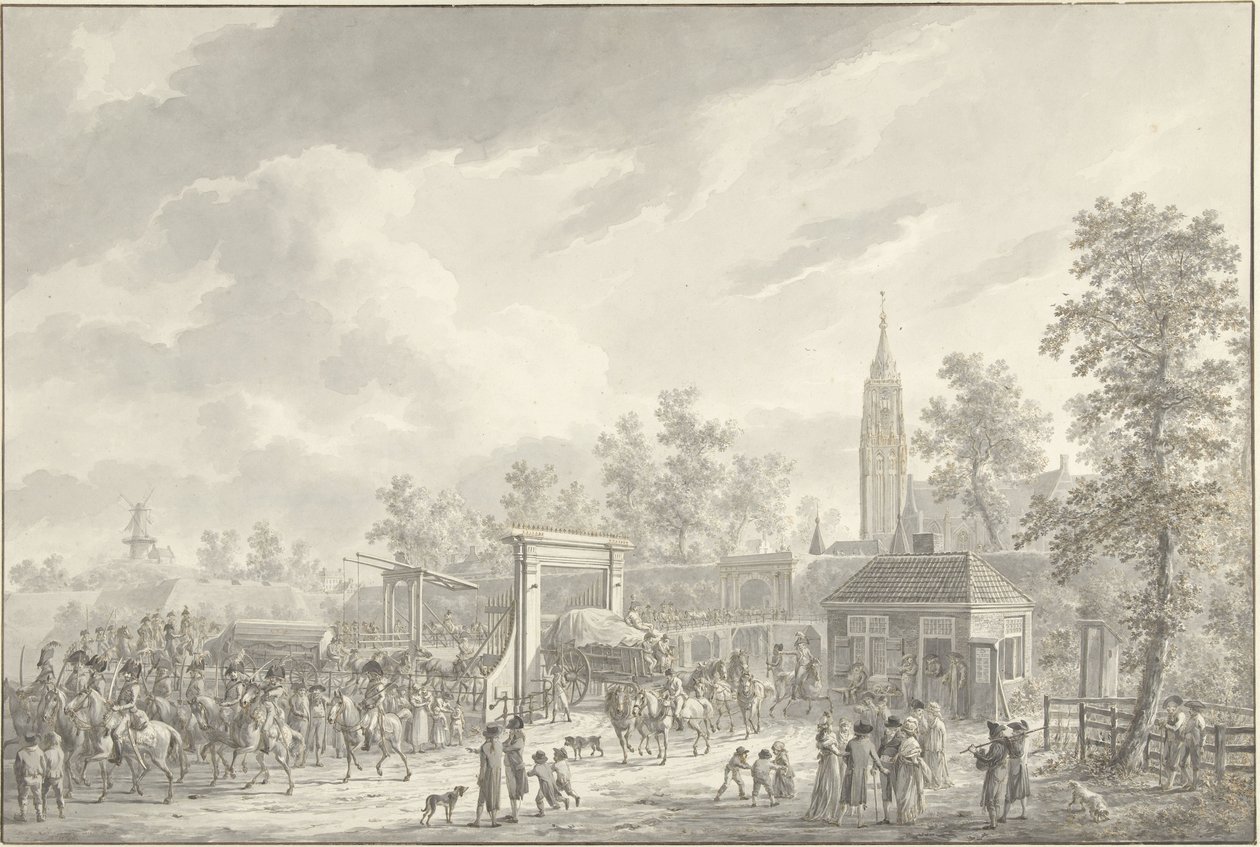 A partida da guarnição de Amersfoort em 1790 de Dirk Langendijk (signed by artist)