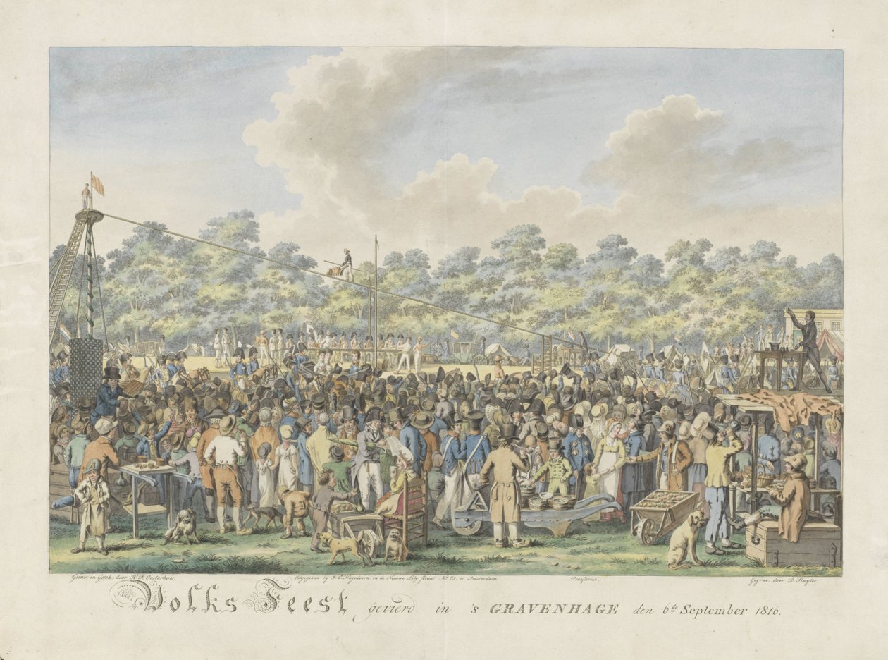 Festival folclórico em honra da chegada de Willem Frederik George Lodewijk, príncipe herdeiro da Holanda, e Anna Paulowna, grande princesa da Rússia
Festival celebrado em Haia a 6 de Setembro de 1816 (título sobre o objecto) de Dirk Sluyter