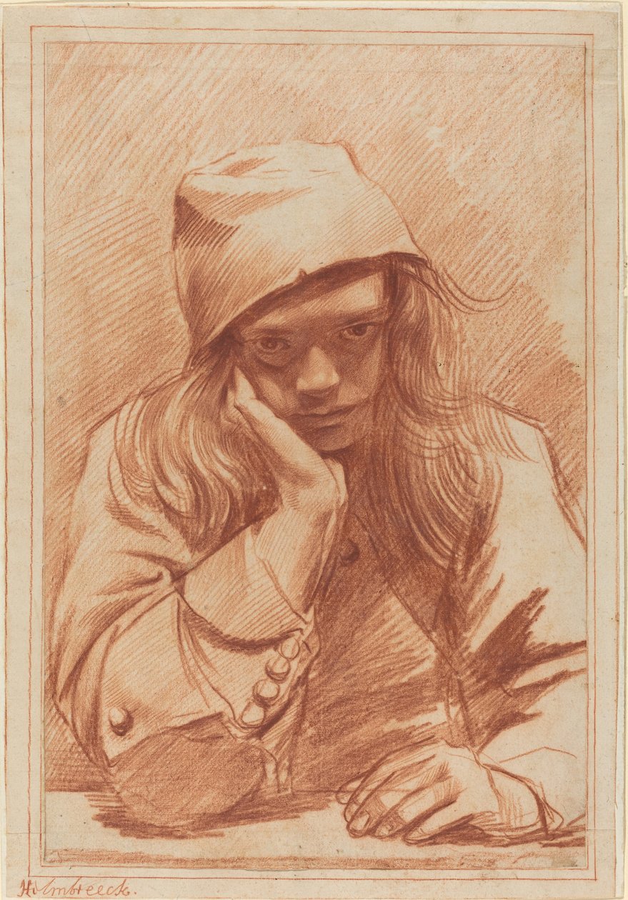 Auto-retrato, c.1633-96 (giz vermelho) de Dirk-Theodor Helmbrecker