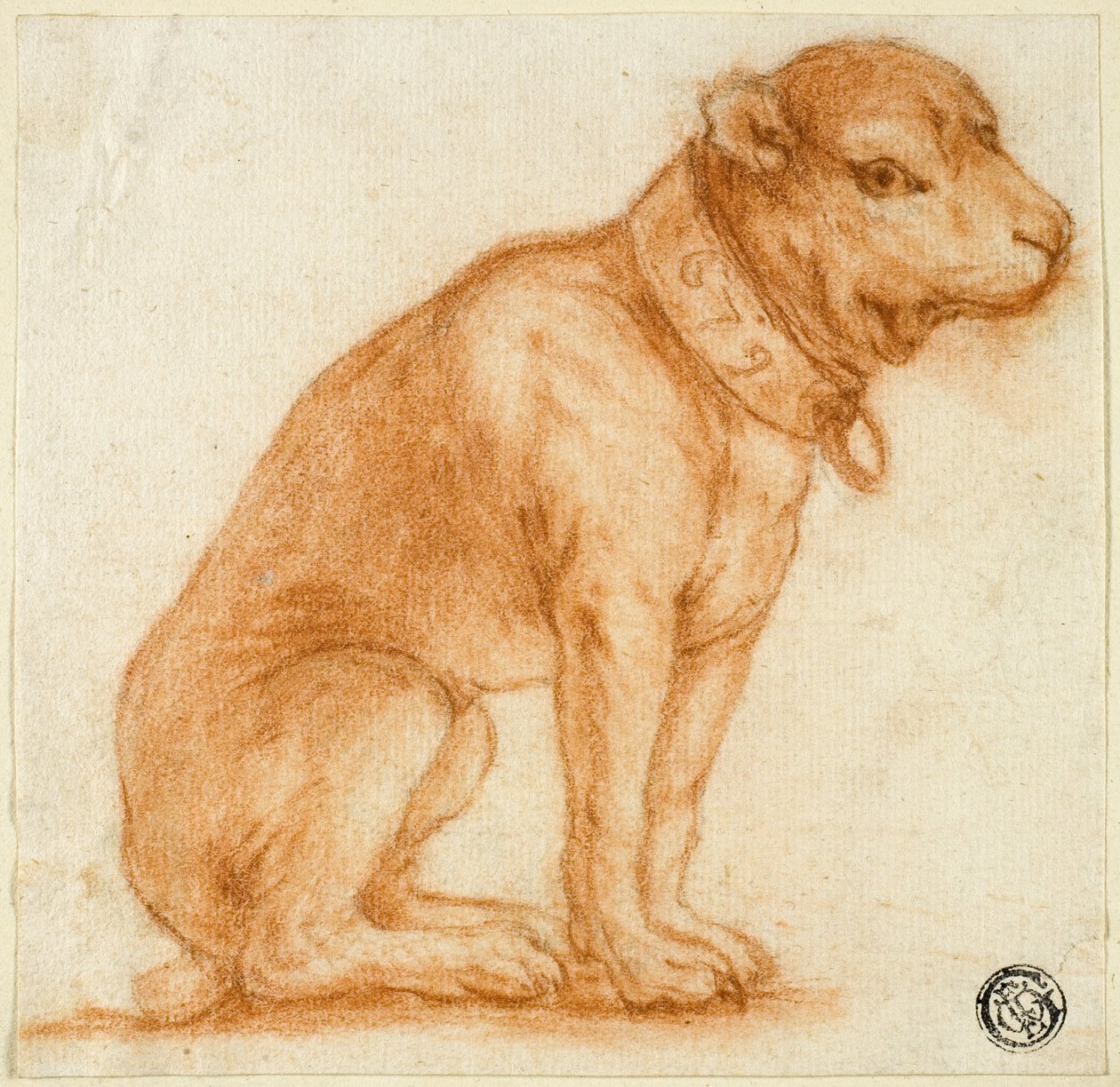 Cão sentado com coleira de Dirk Valkenburg