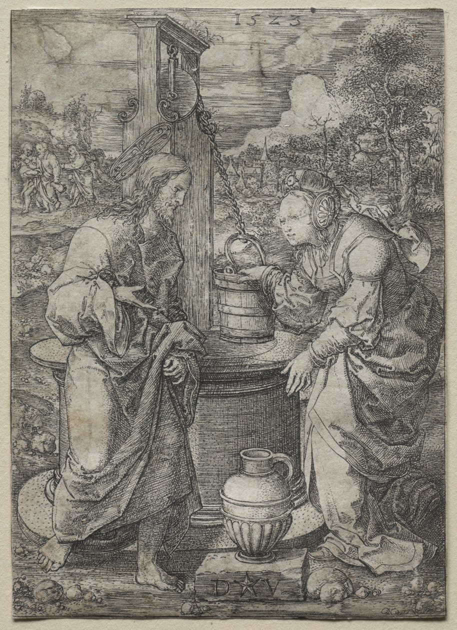 Cristo e a mulher de Samaria, 1523. de Dirk Vellert