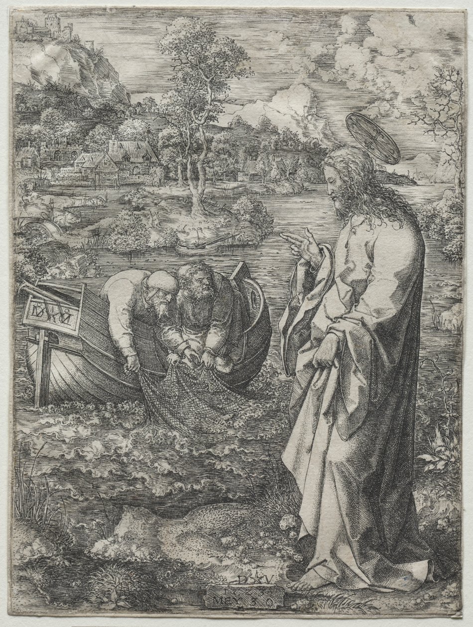 Jesus chamando a São Pedro e Santo André, 1523. de Dirk Vellert