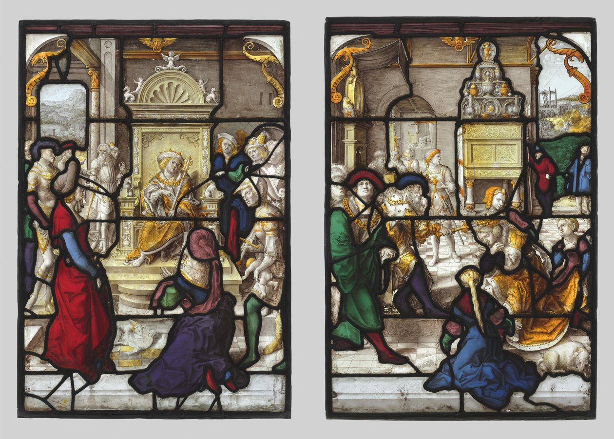 O Julgamento de Salomão e Ester diante de Assuero (par) de Dirk Vellert