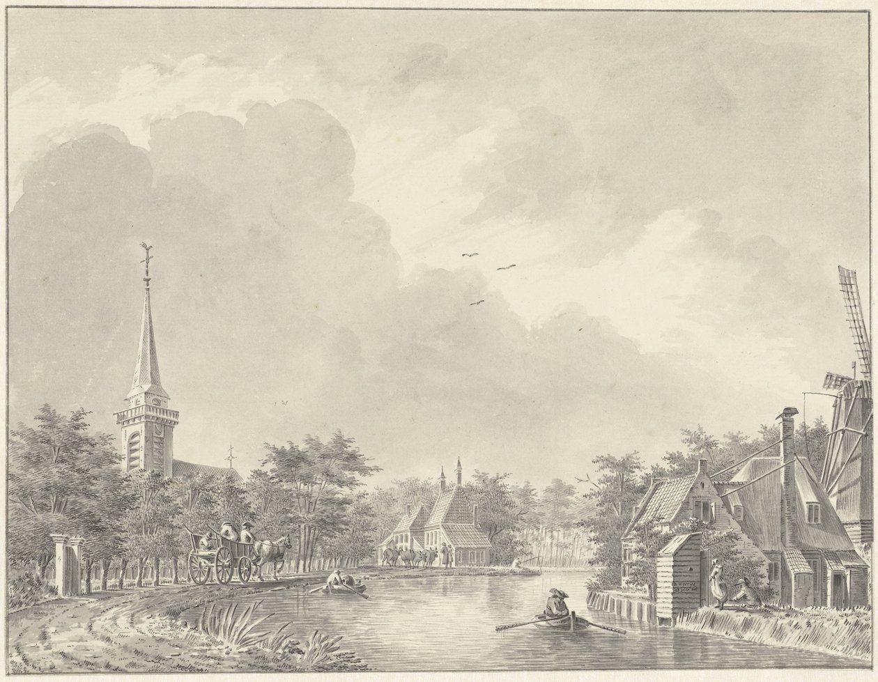 A aldeia de Harmelen no Leidse Vaart fora de Utrecht de Dirk Verrijk