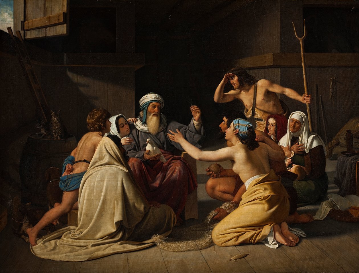Noé e sua família na Arca, 1835. de Ditlev Blunck