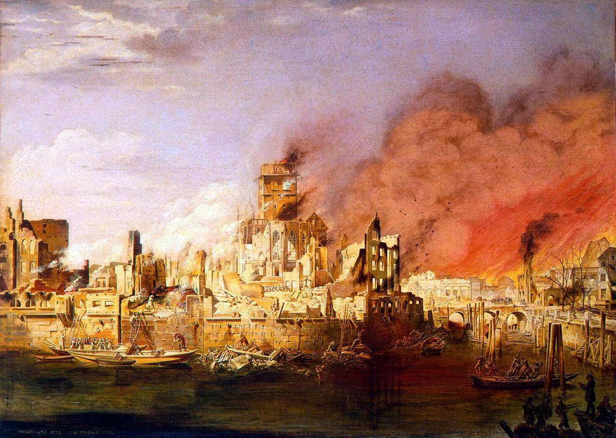 O Grande Incêndio de Hamburgo em 5 de maio de 1842