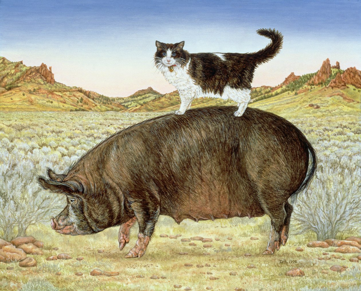 Piggyback-Riding at Breteche Creek, 1995 (acrílico no painel) de Ditz