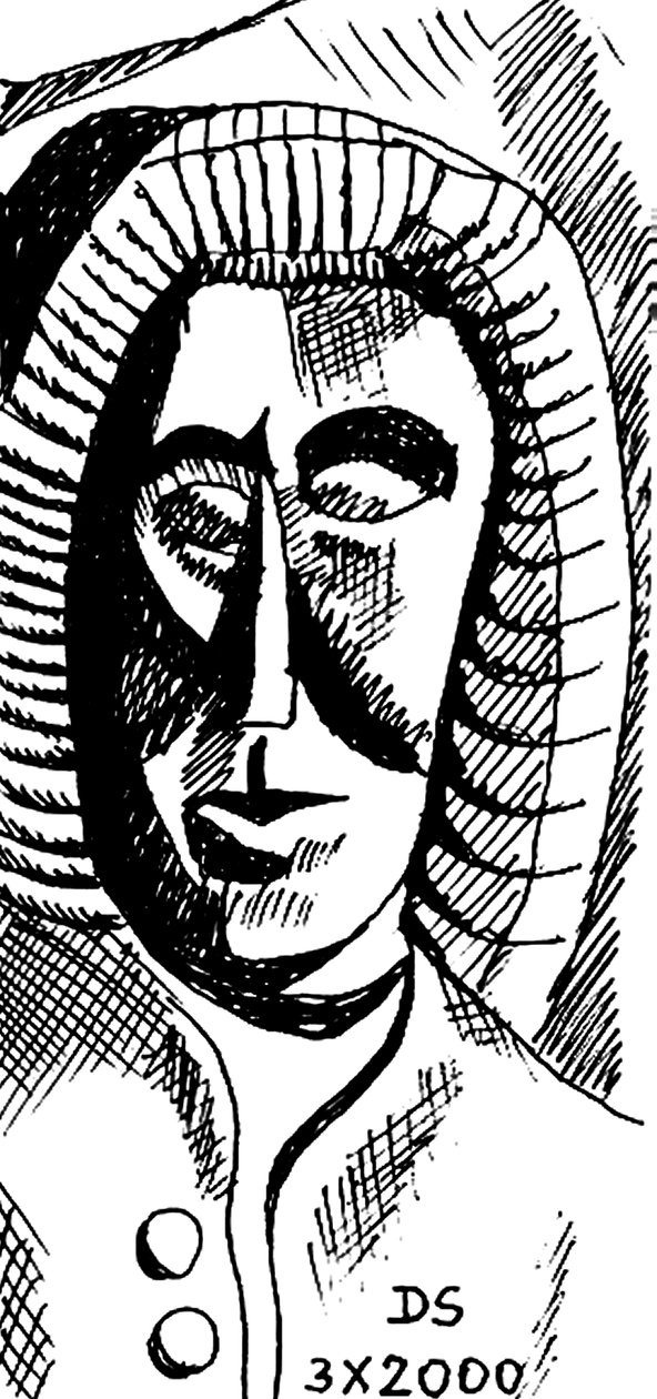 Johann Sebastian Bach - caricatura do compositor alemão de Dmitri Smirnov