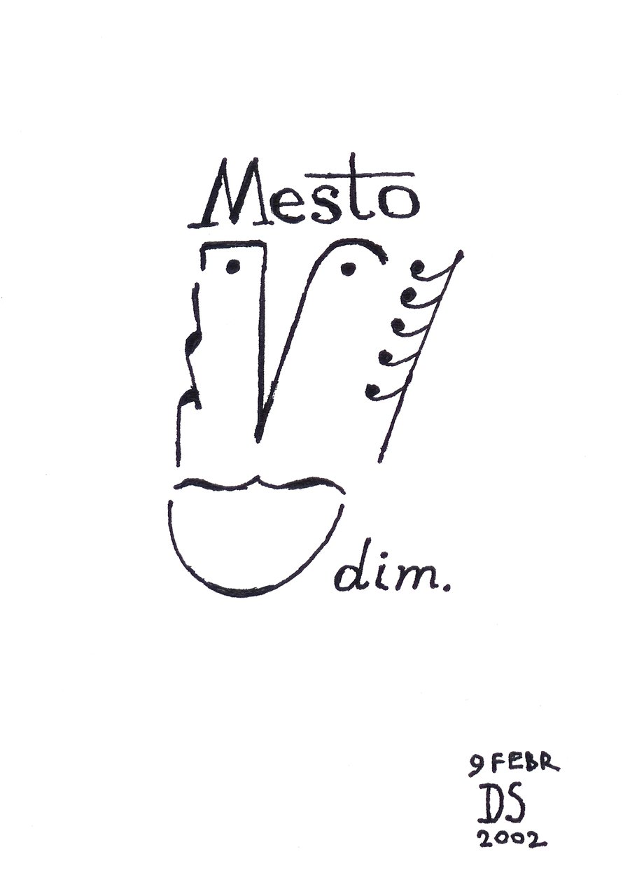Mesto - uma caricatura de um rosto desenhada com notação musical de Dmitri Smirnov