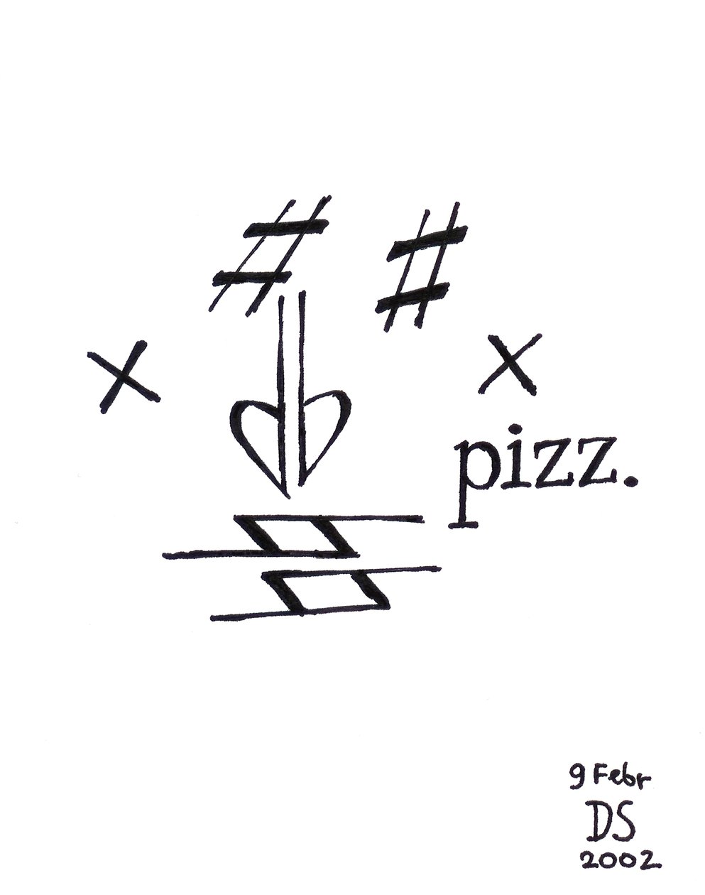 Rosto em pizzicato - um rosto desenhado com notação musical de Dmitri Smirnov