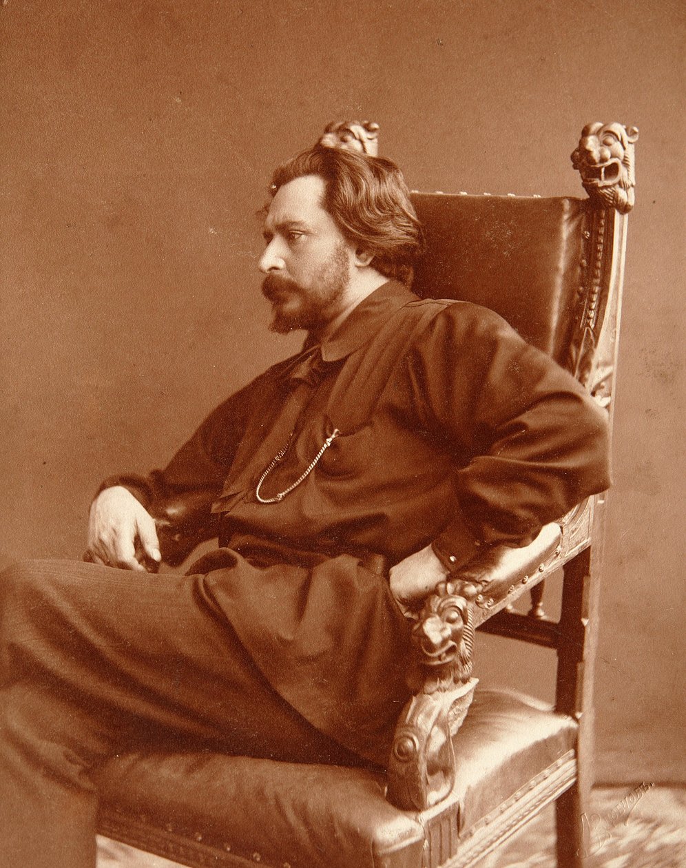 Retrato do autor Leonid Nikolaievich Andreyev (Leonid Andreiev) (1871-1919). Fotografia em gelatina de prata de Dmitri Spiridonovich Zdobnov (Fim do 19º cen.) de Dmitri Spiridonovich Zdobnov