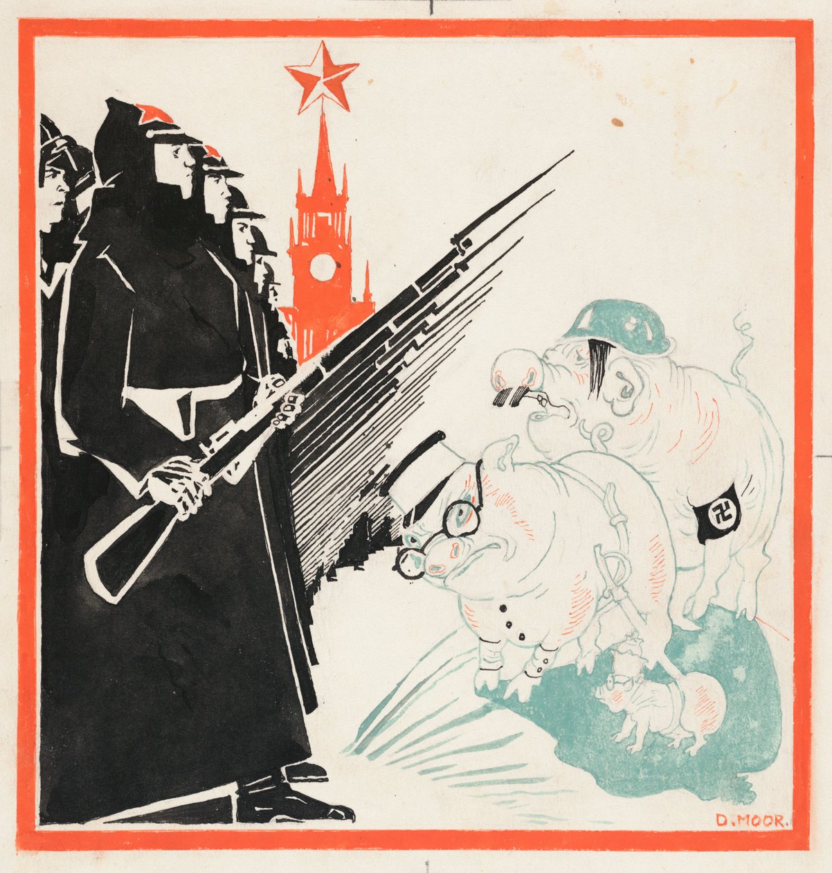 Porcos nazistas parados nos portões do Kremlin pelo Exército Vermelho, 1941-1943. de Dmitri Stachievich Moor