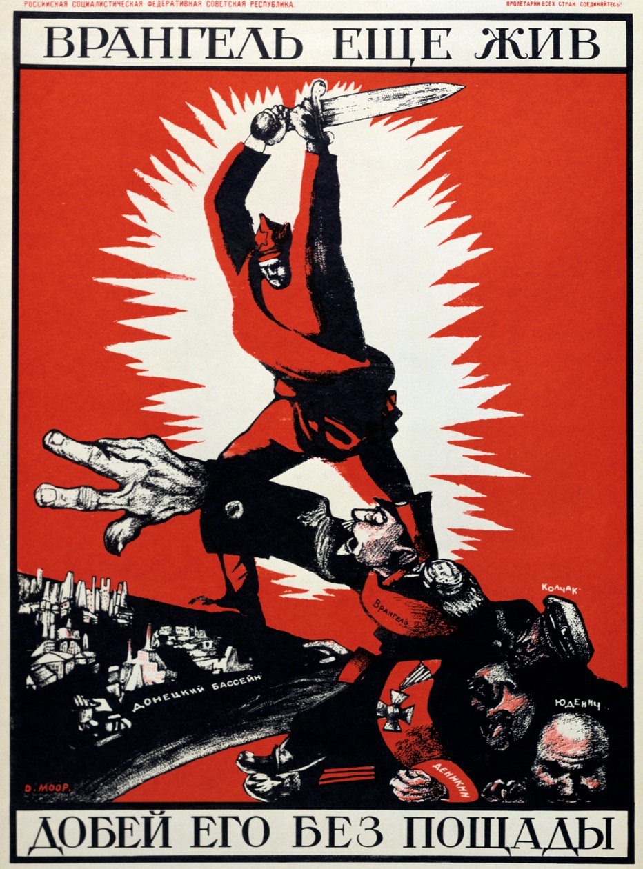 Cartaz político soviético, 1920. de Dmitriy Stakhievich Moor