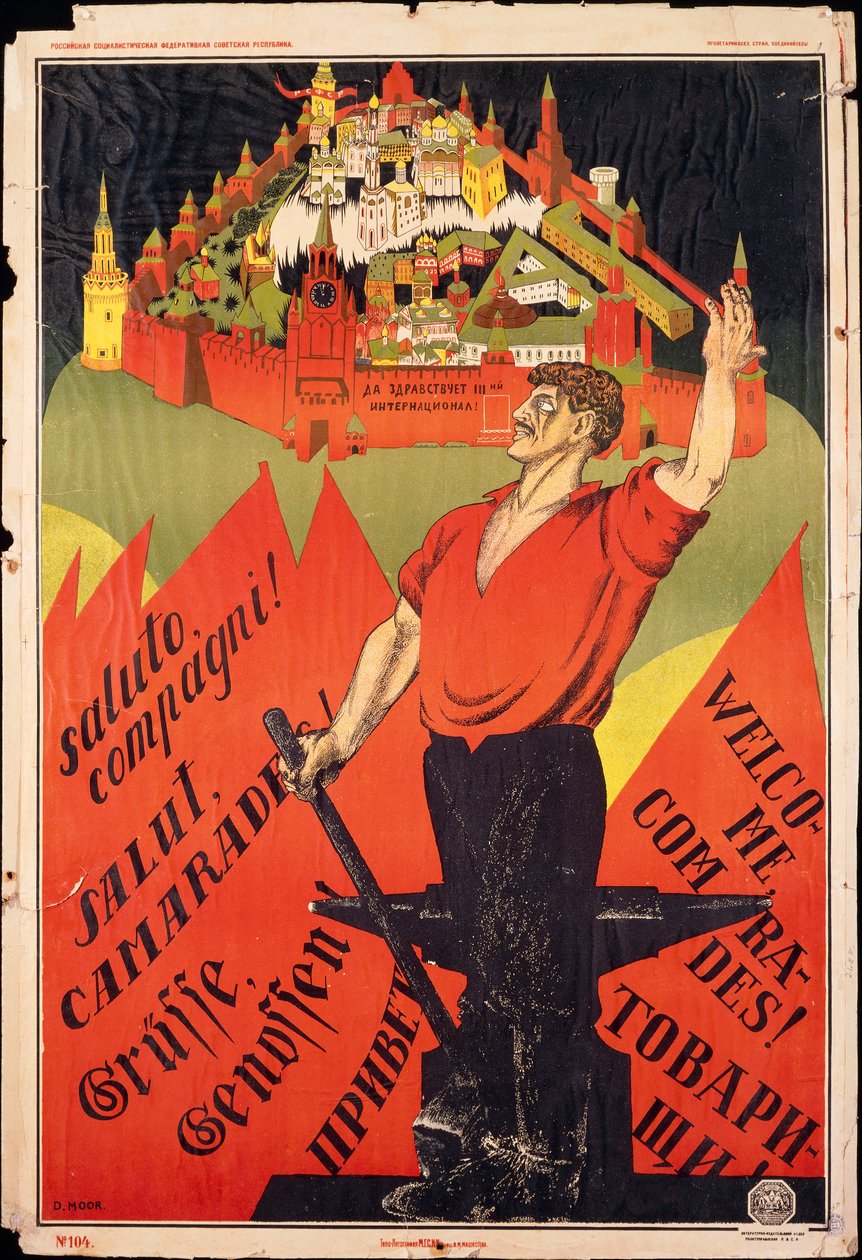Revolução de outubro, bem-vindos camaradas! Apelo aos trabalhadores revolucionários no estrangeiro de Dmitry (1883 1946) Moor