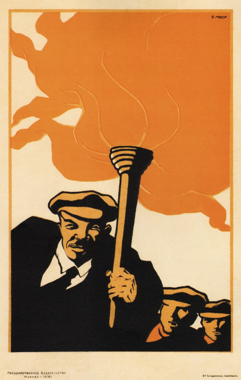 Lenine - Moor, Dmitri Stachievich (1883-1946) - 1919 - Litografia a cores - 38x25 - Biblioteca Estadual Russa, Moscovo de Dmitry  Moor
