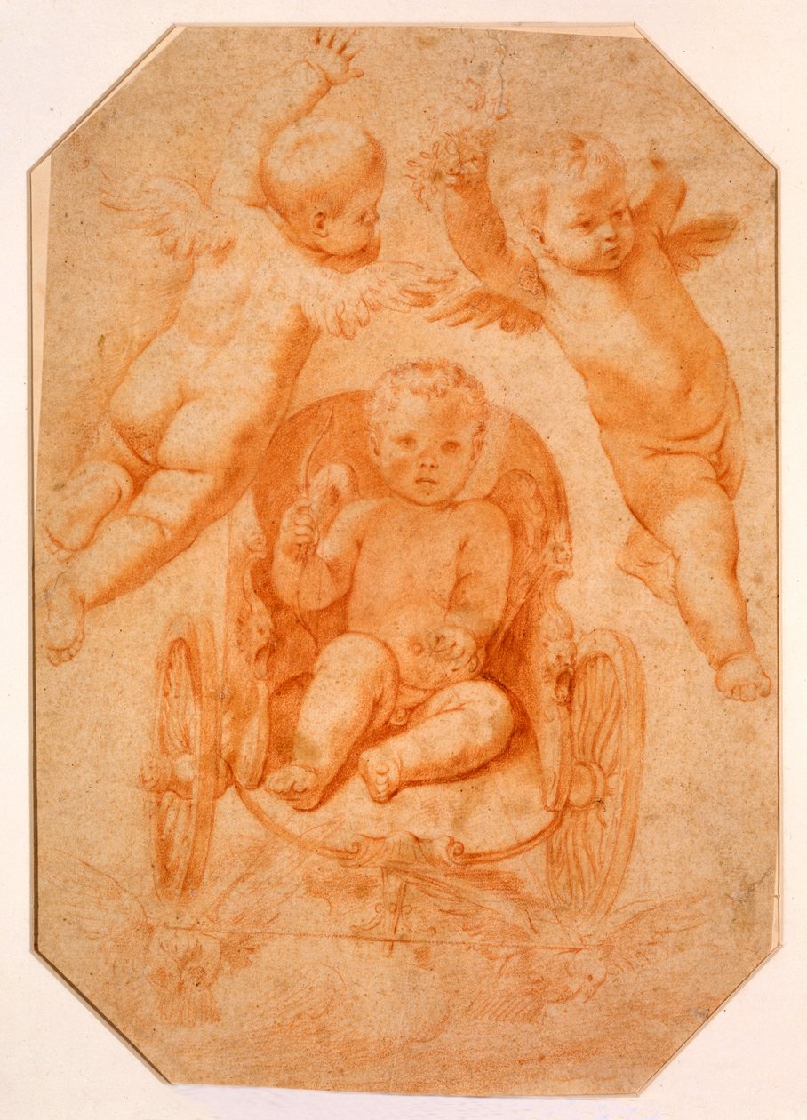 O triunfo do amor (giz no papel) de Domenichino