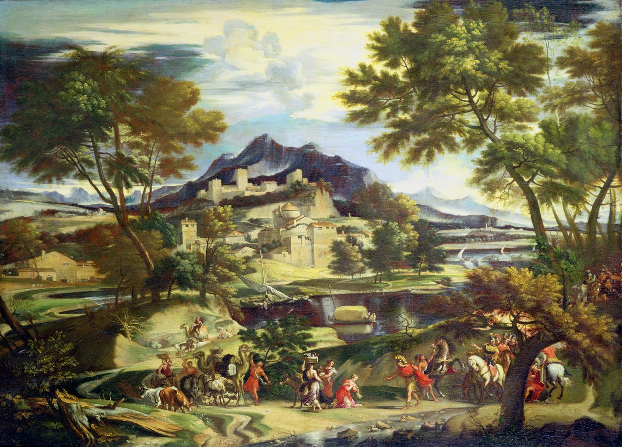 Encontro de David e Abigail (óleo sobre tela) de Domenichino (1581-1641) (circle of)