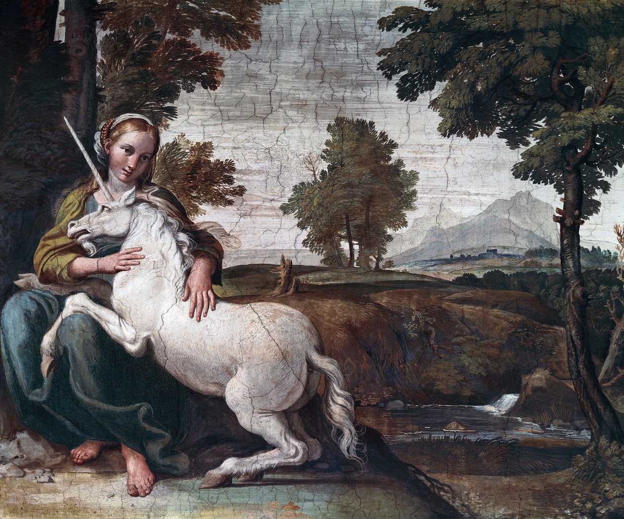 Uma Virgem com um unicórnio de Domenichino