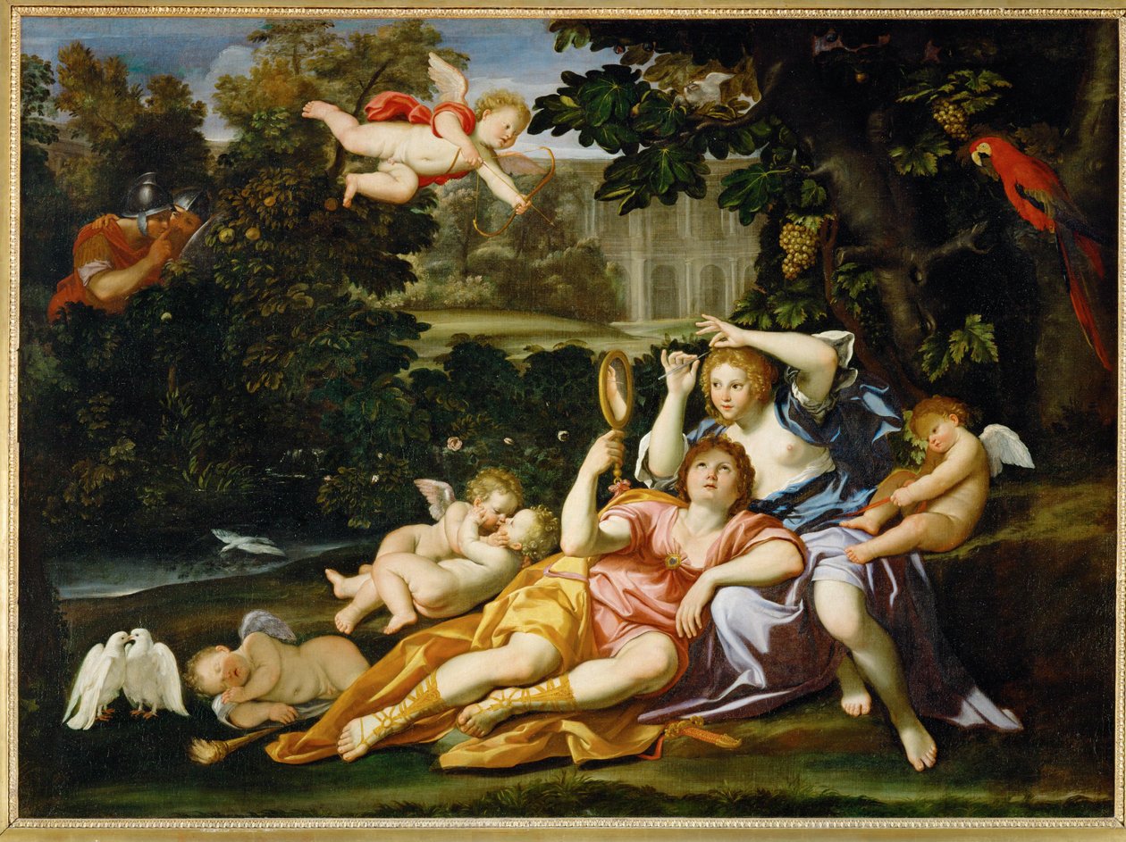 Renaud apresenta um espelho a Armide - Rinaldo apresenta ... de Domenichino (1581 1641)