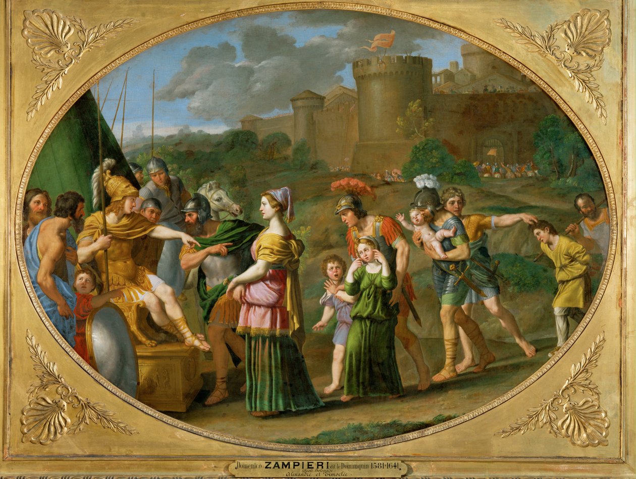 Timoclea captive amenee devant Alexandre - Timoclea é conduzido como prisioneiro perante Alexandre, o Grande ... de Domenichino (1581 1641)