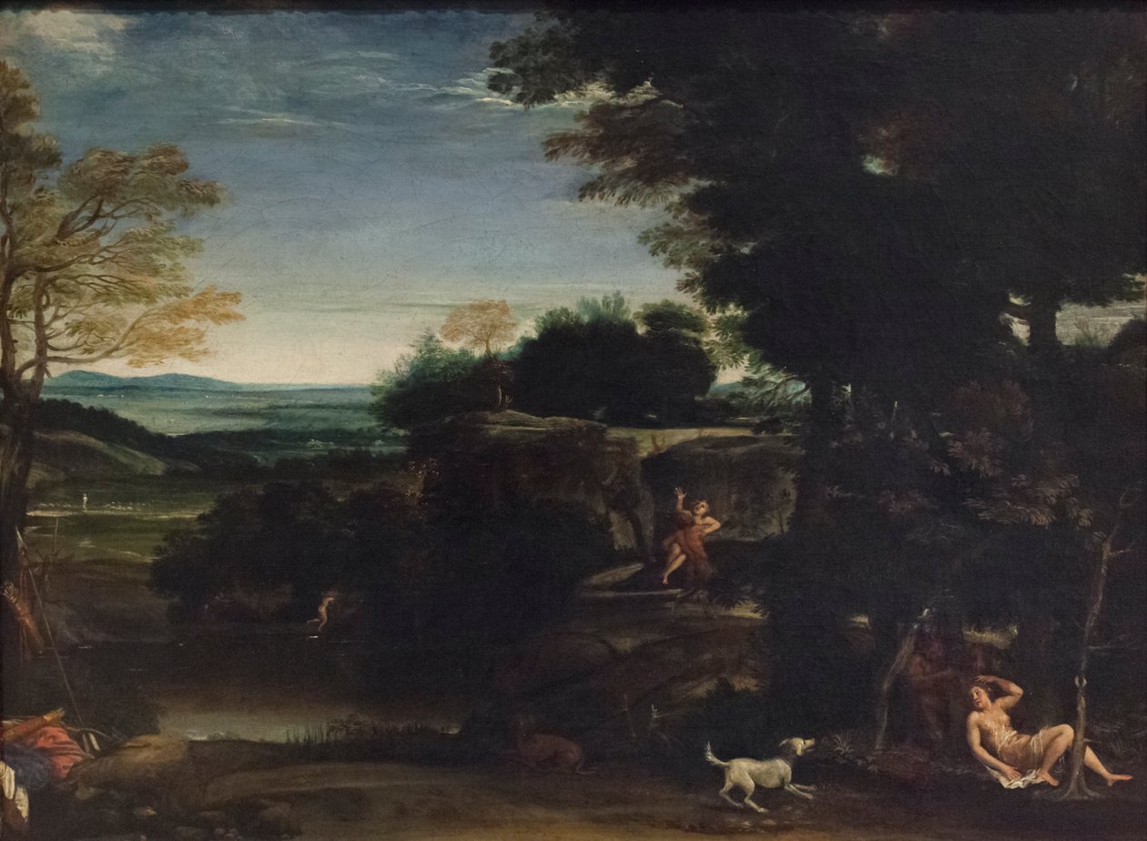 Paisagem com Sylvia e um sátiro de Domenichino (1581 1641)