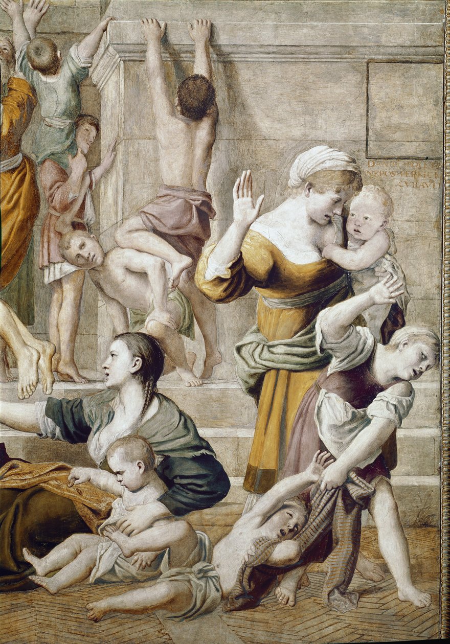 A história de Santa Cecília: Aumone of St. Cecilia, detalhe (Fresco de Domenichino