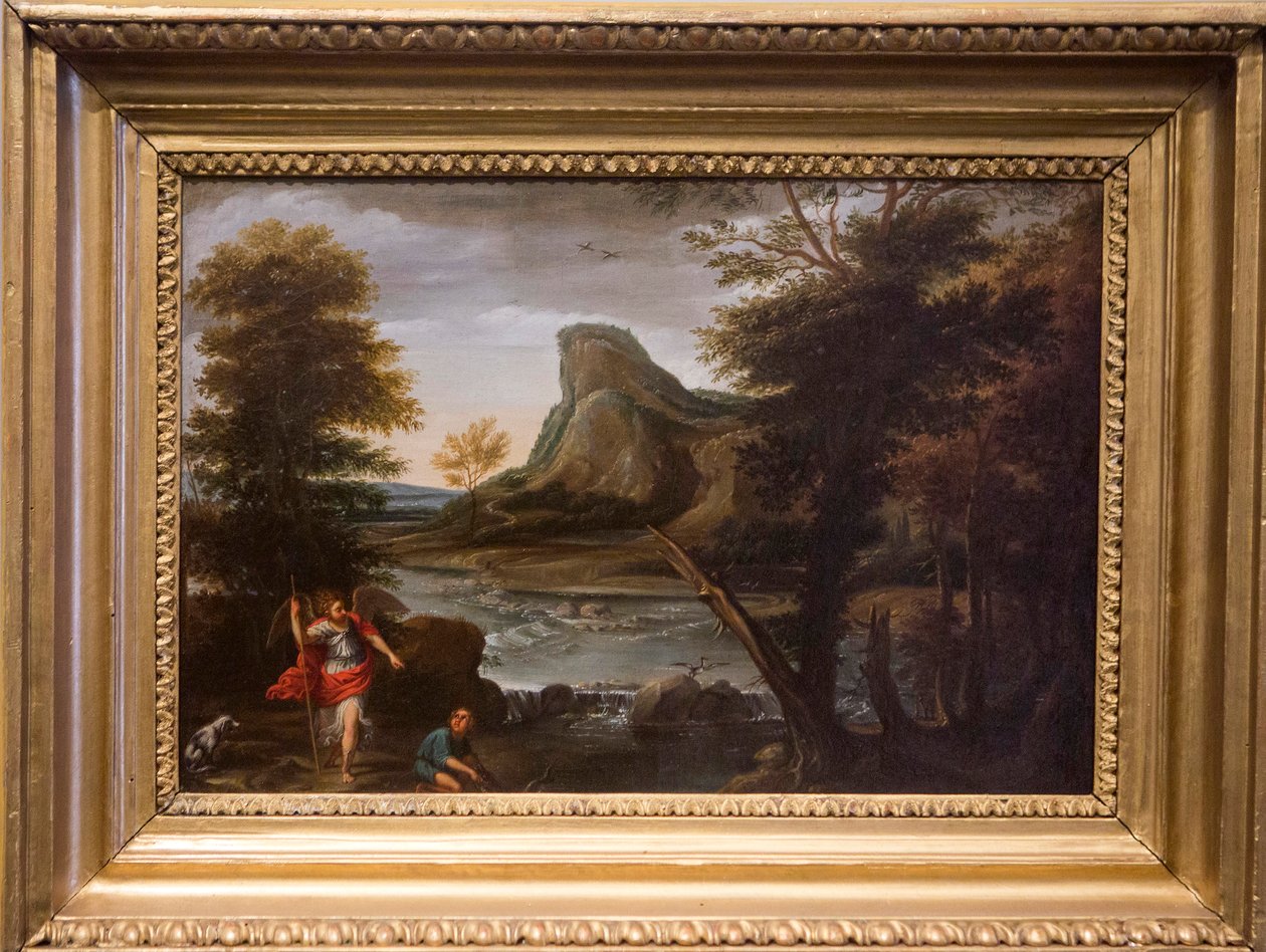 Tobiolo e o Anjo, século XVII (óleo sobre tela) de Domenichino